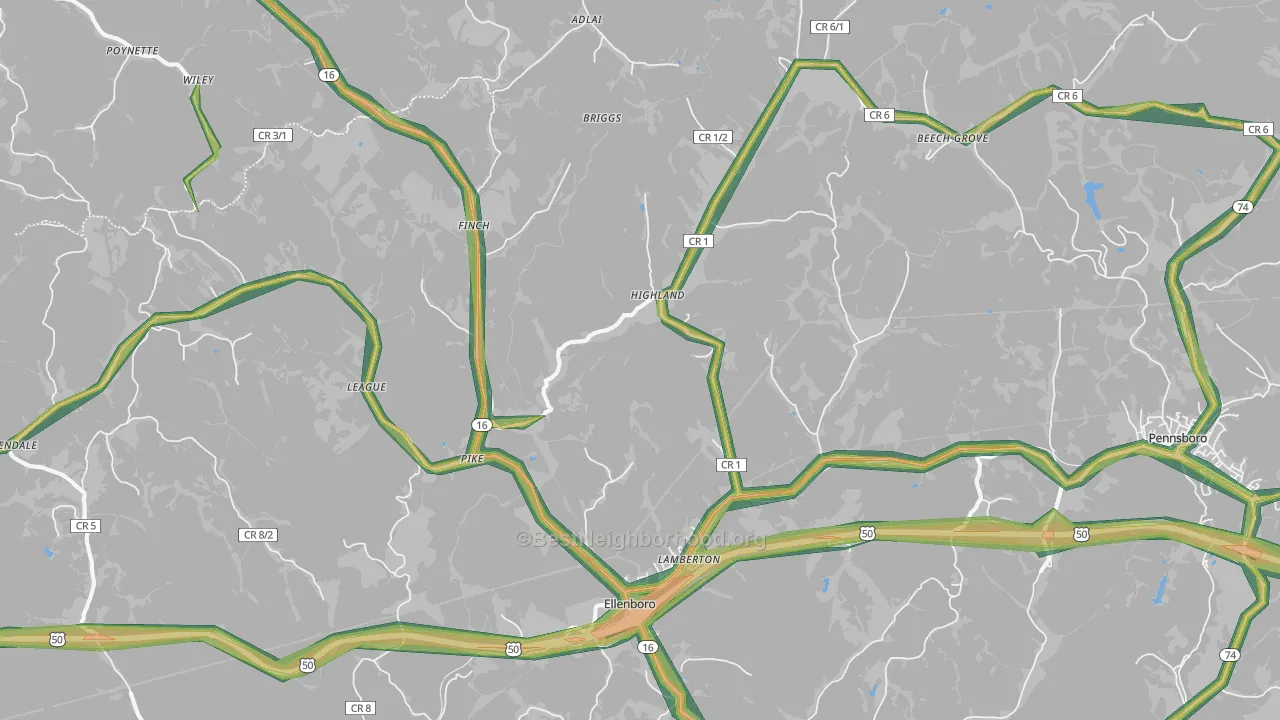 26346, WV Map of Noise Levels in 26346