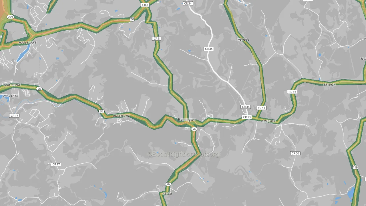 26347, WV Map of Noise Levels in 26347