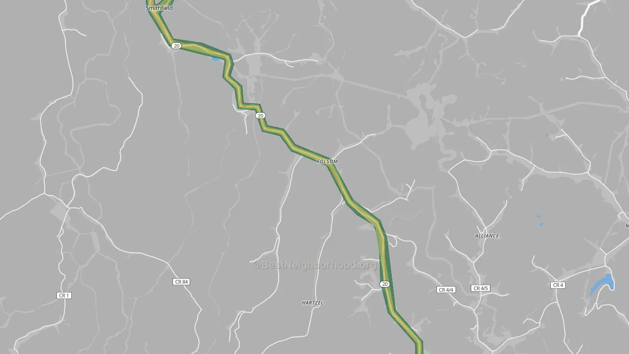 26348, WV Map of Noise Levels in 26348