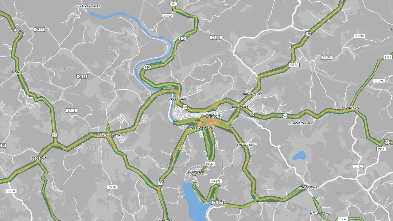 26354, WV Map of Noise Levels in 26354