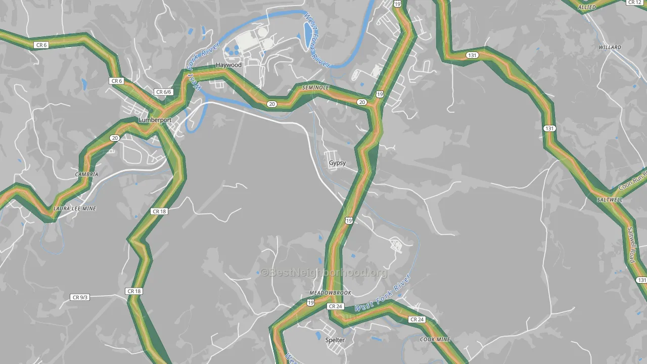 26361, WV Map of Noise Levels in 26361