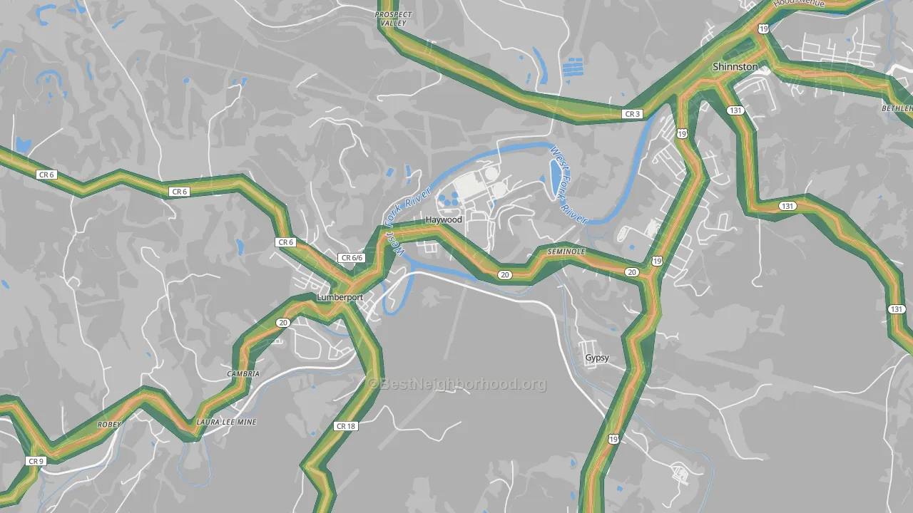 26366, WV Map of Noise Levels in 26366