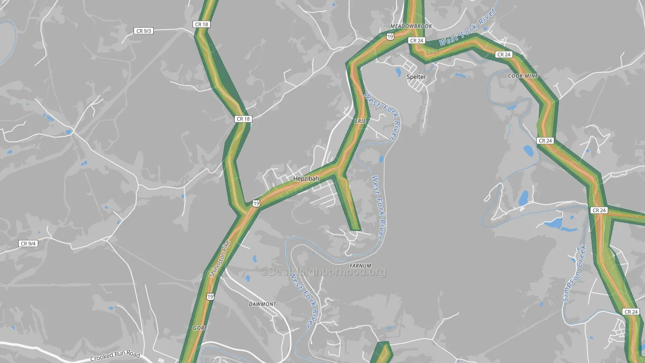 26369, WV Map of Noise Levels in 26369
