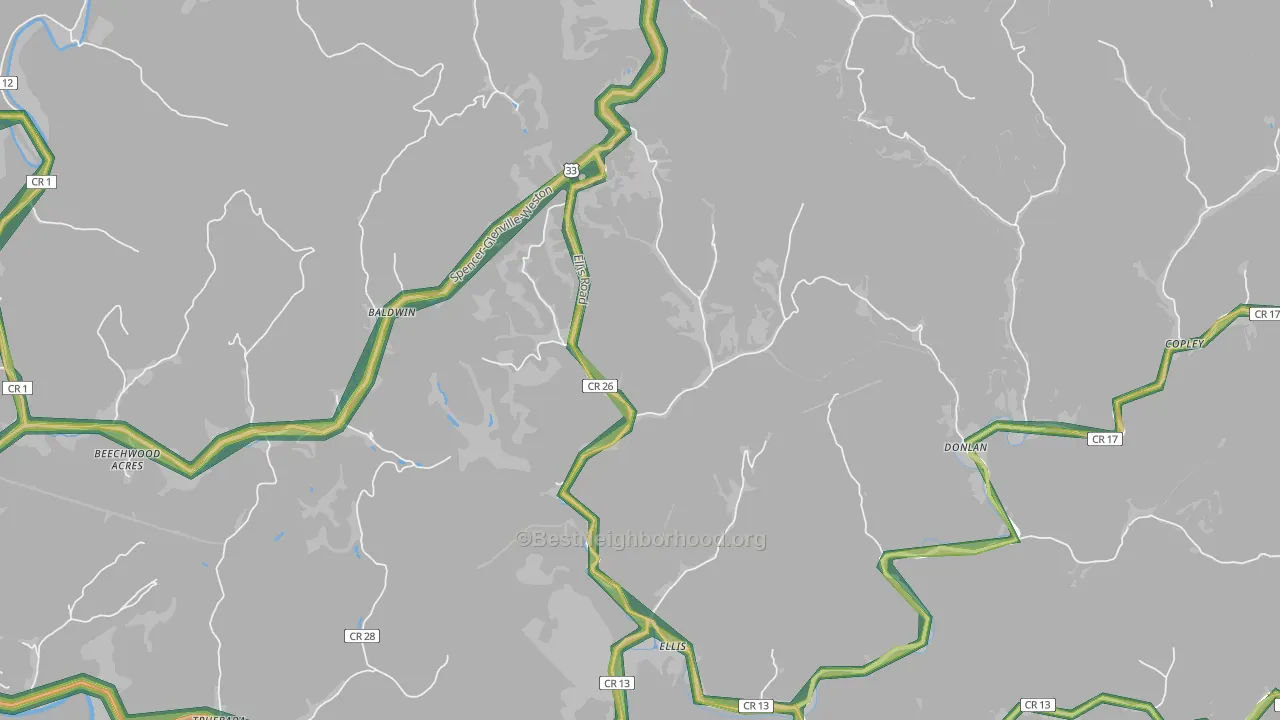 26384, WV Map of Noise Levels in 26384