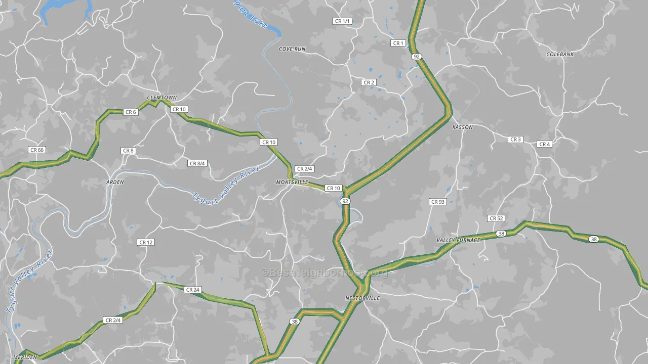 26405, WV Map of Noise Levels in 26405