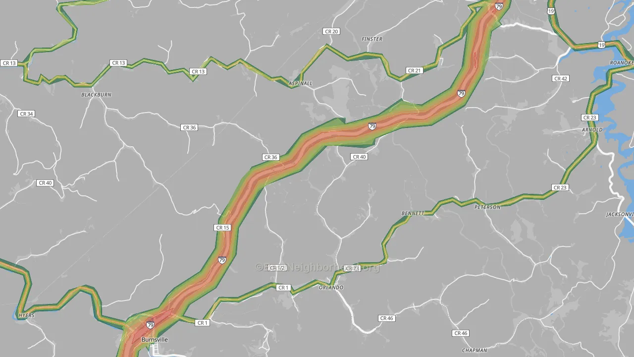 26412, WV Map of Noise Levels in 26412