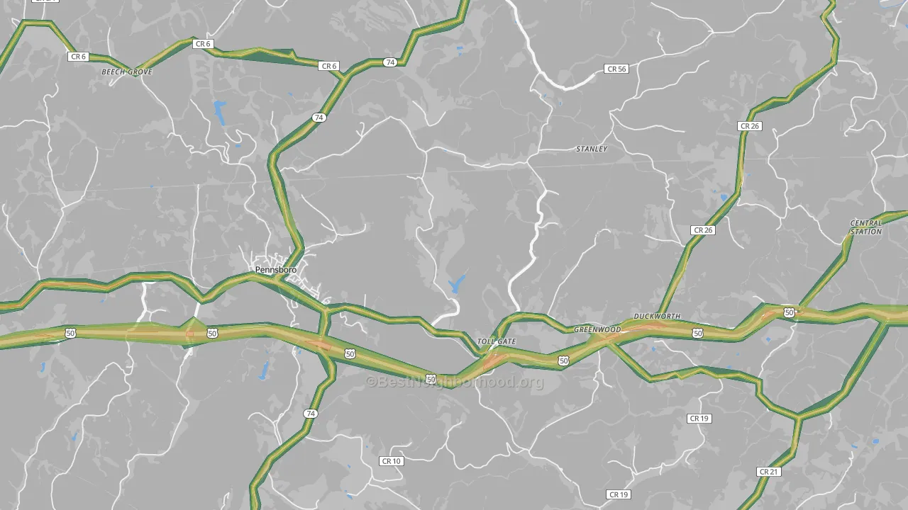 26415, WV Map of Noise Levels in 26415