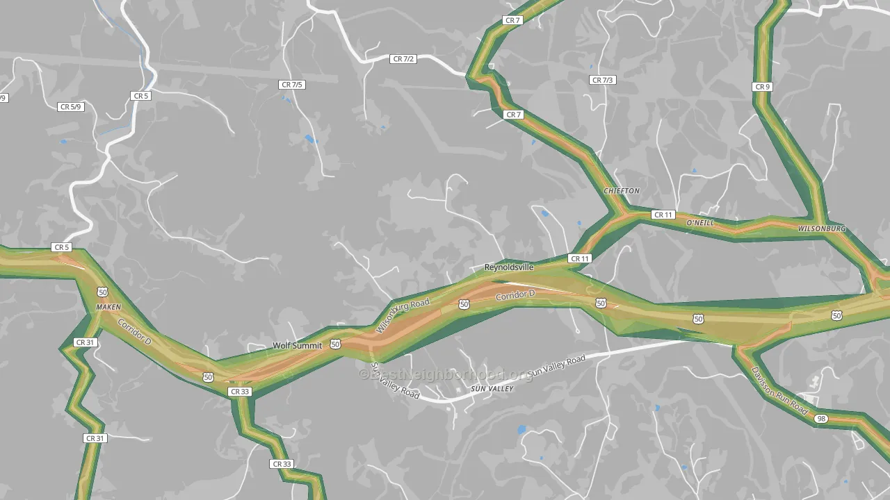 26422, WV Map of Noise Levels in 26422