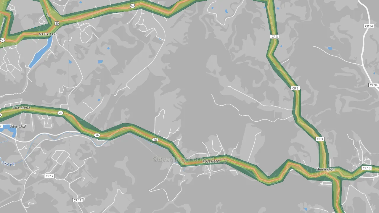 26424, WV Map of Noise Levels in 26424