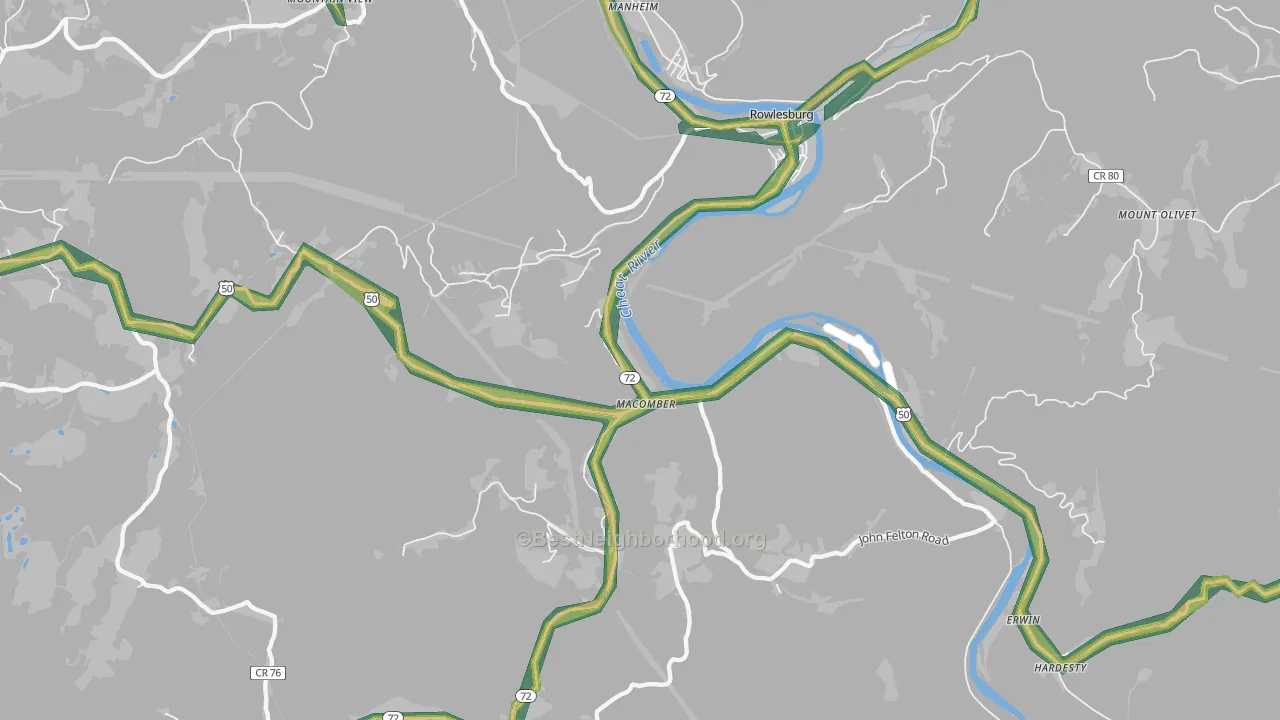 26425, WV Map of Noise Levels in 26425