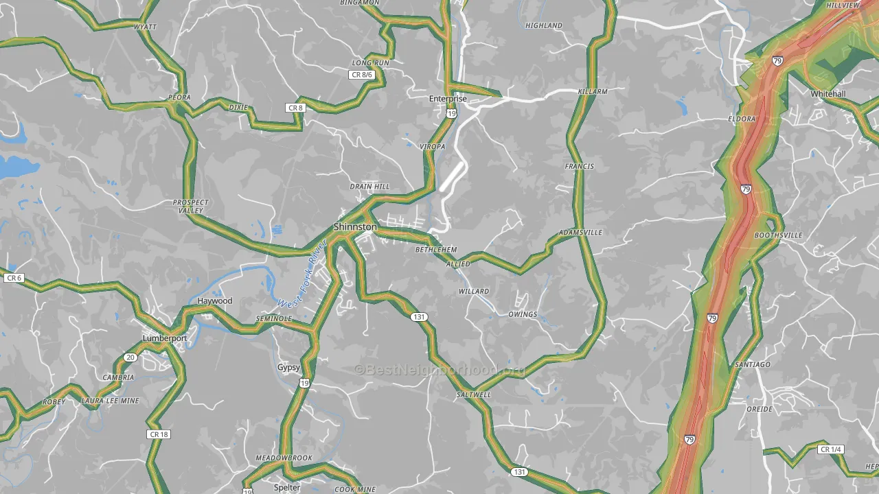 26431, WV Map of Noise Levels in 26431