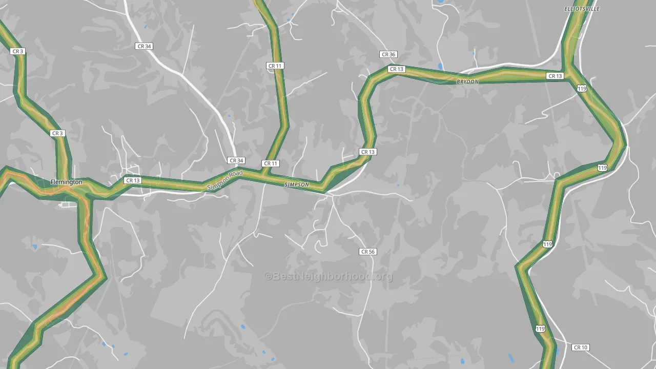 26435, WV Map of Noise Levels in 26435
