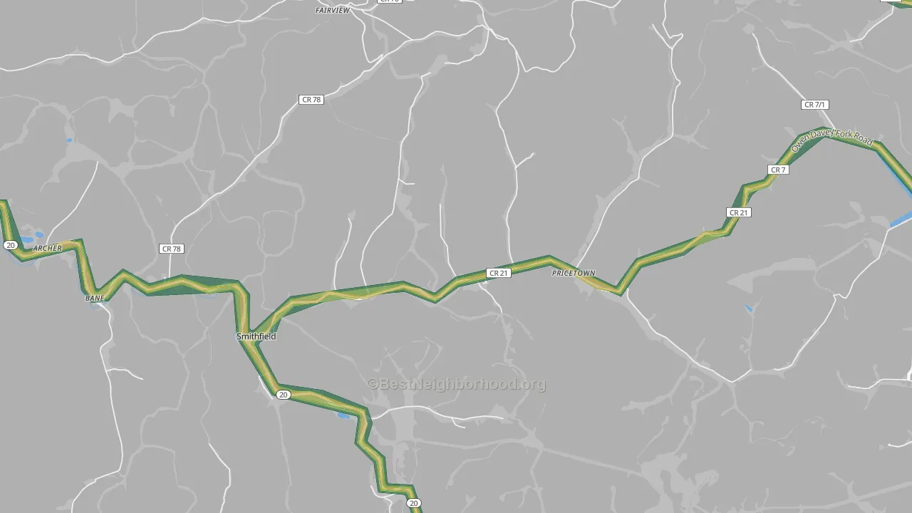 26437, WV Map of Noise Levels in 26437