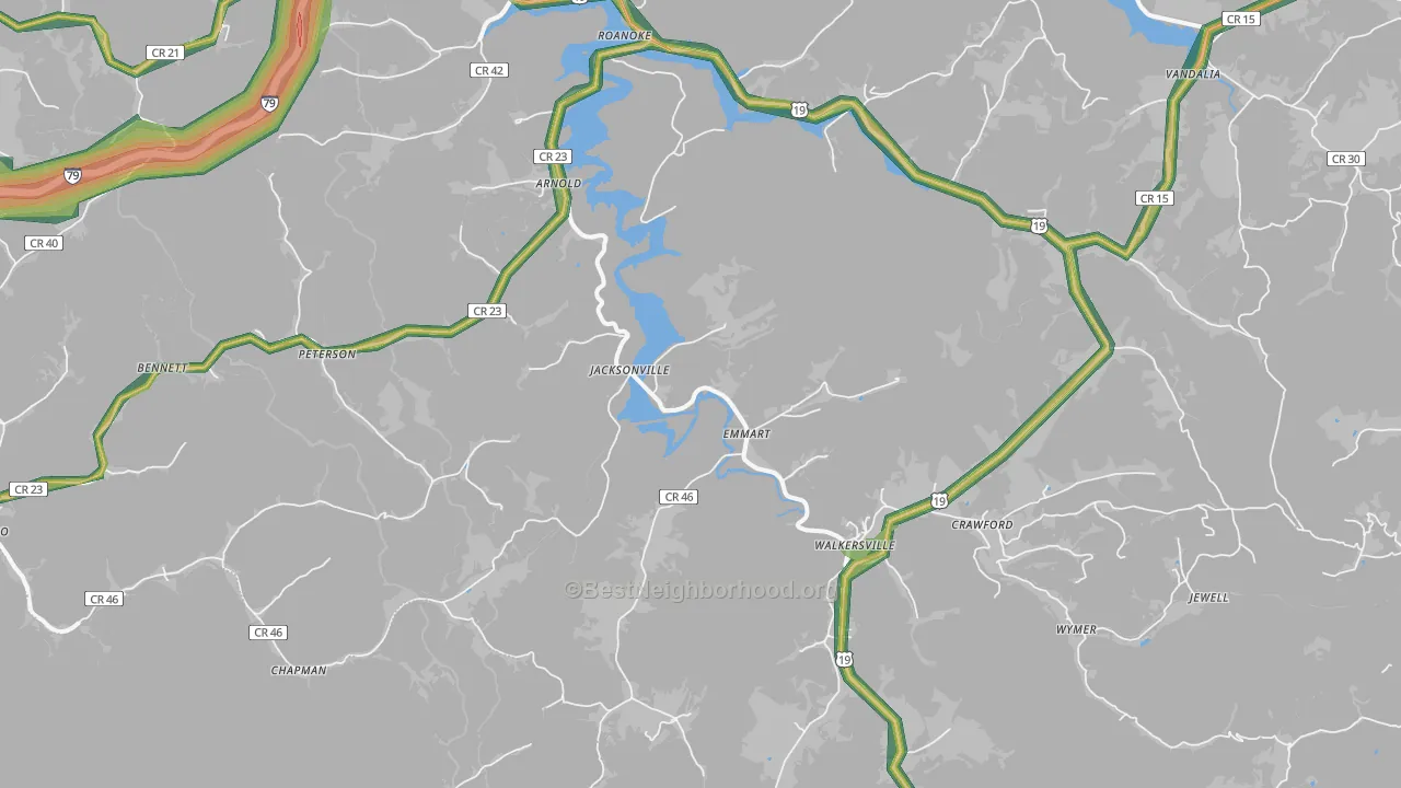 26447, WV Map of Noise Levels in 26447