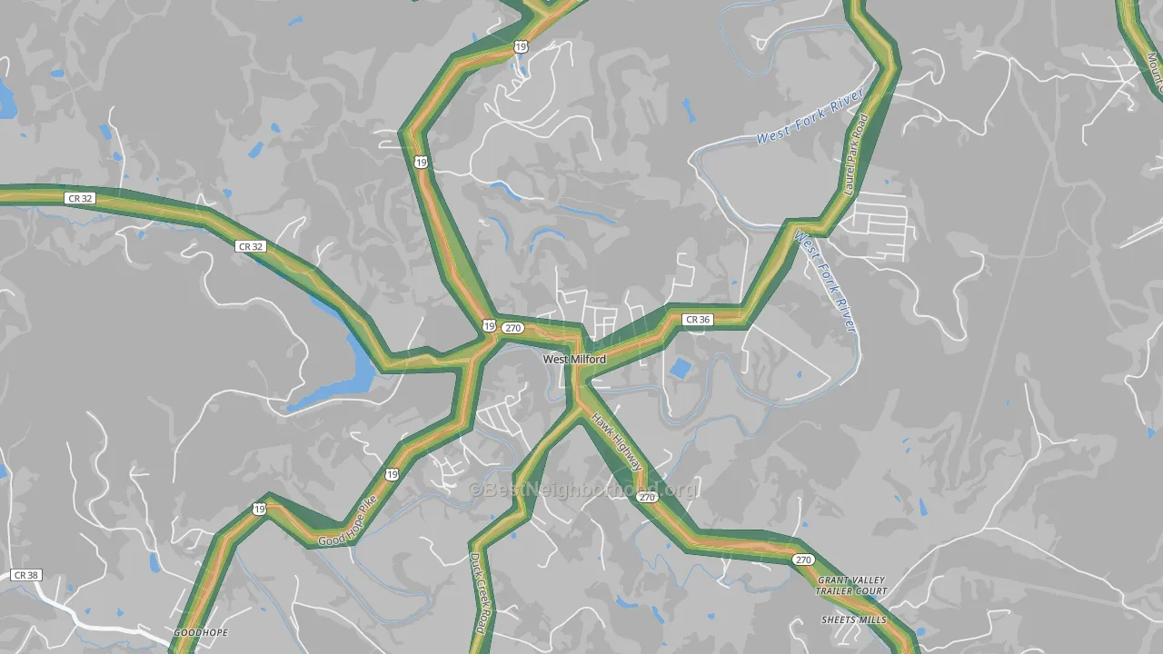 26451, WV Map of Noise Levels in 26451
