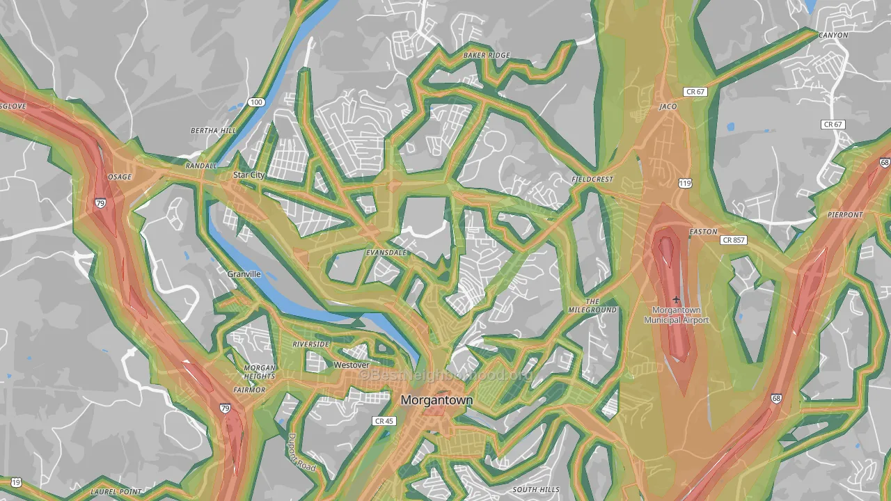 26505, WV Map of Noise Levels in 26505
