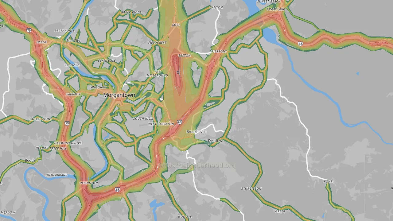26508, WV Map of Noise Levels in 26508