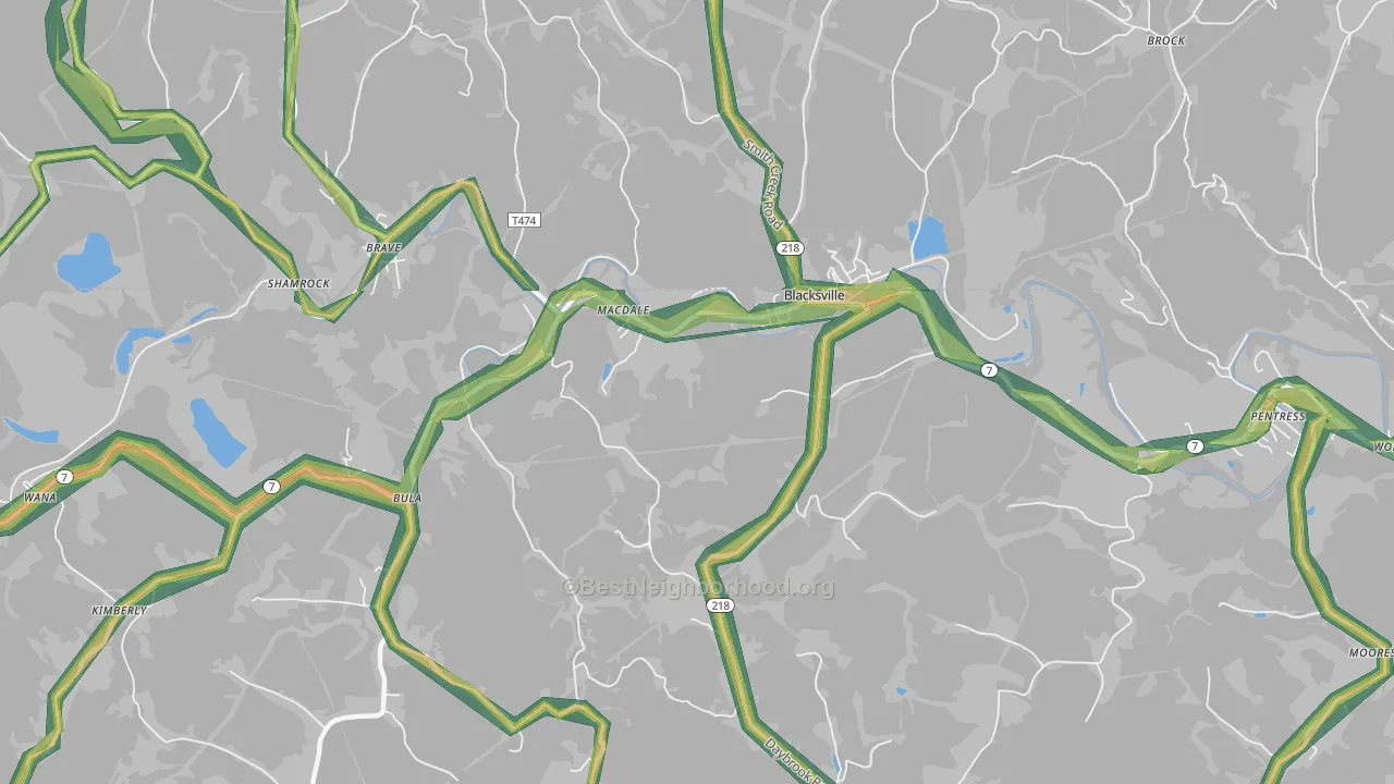 26521, WV Map of Noise Levels in 26521