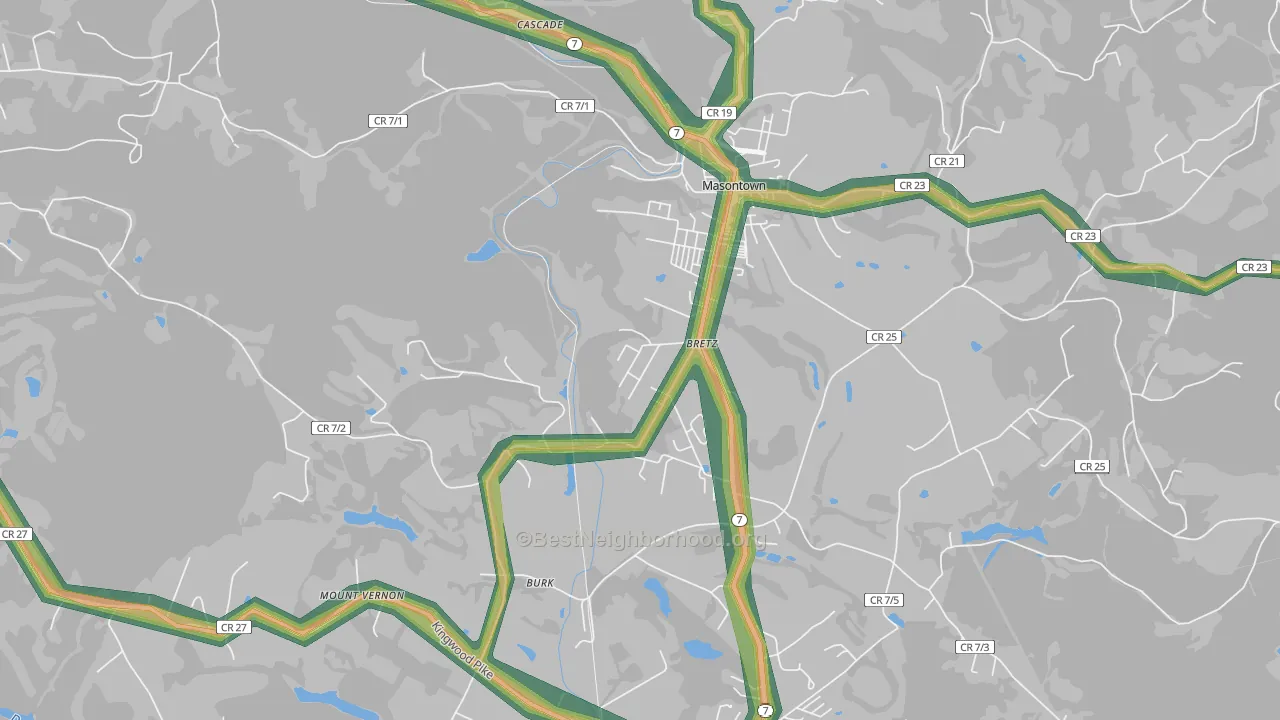 26524, WV Map of Noise Levels in 26524