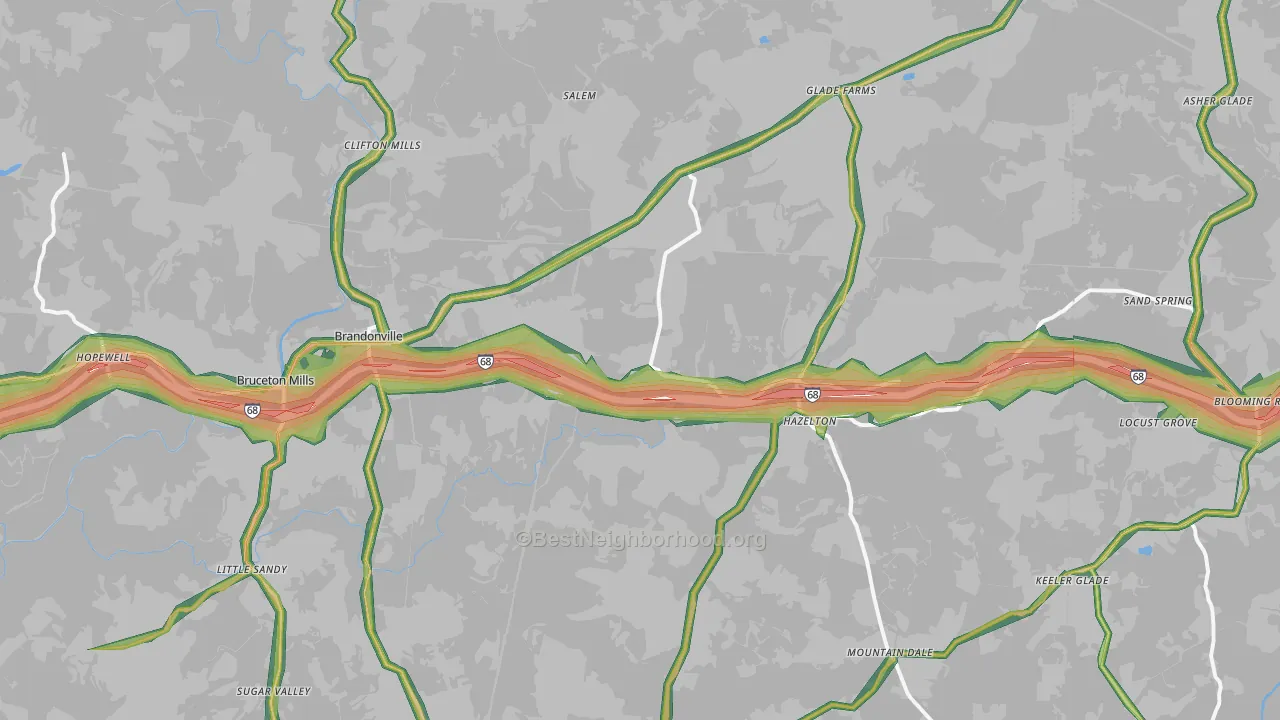 26525, WV Map of Noise Levels in 26525