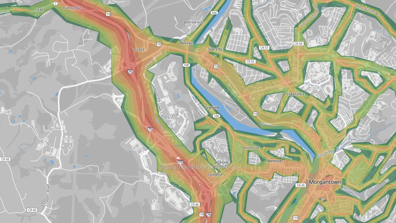 26534, WV Map of Noise Levels in 26534