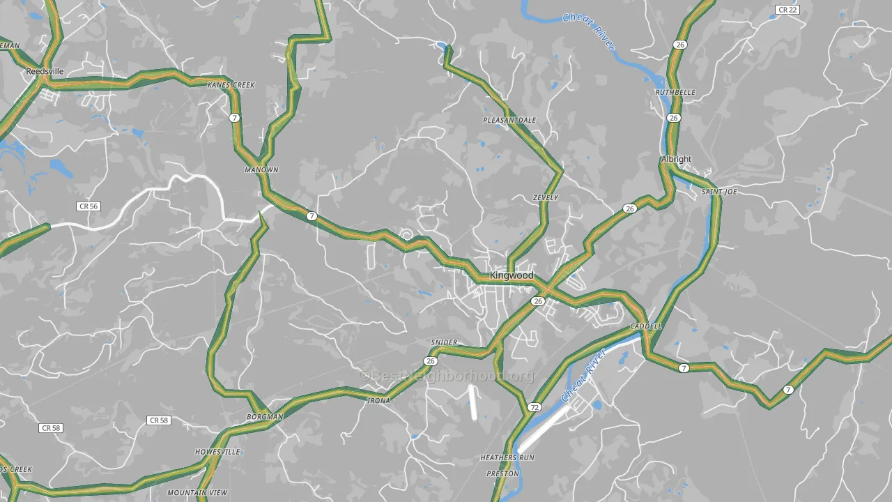 26537, WV Map of Noise Levels in 26537