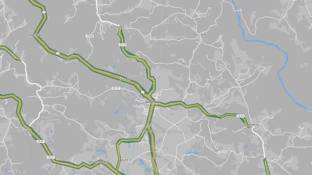26542, WV Map of Noise Levels in 26542