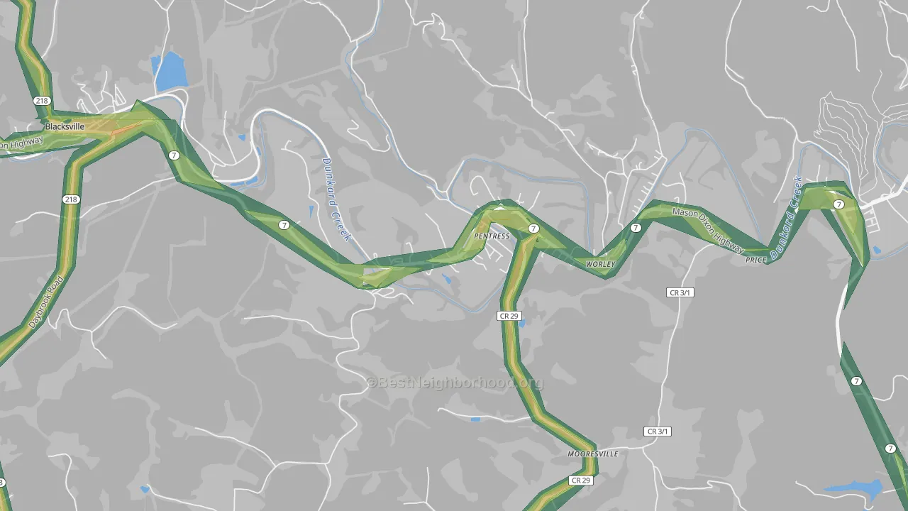26544, WV Map of Noise Levels in 26544