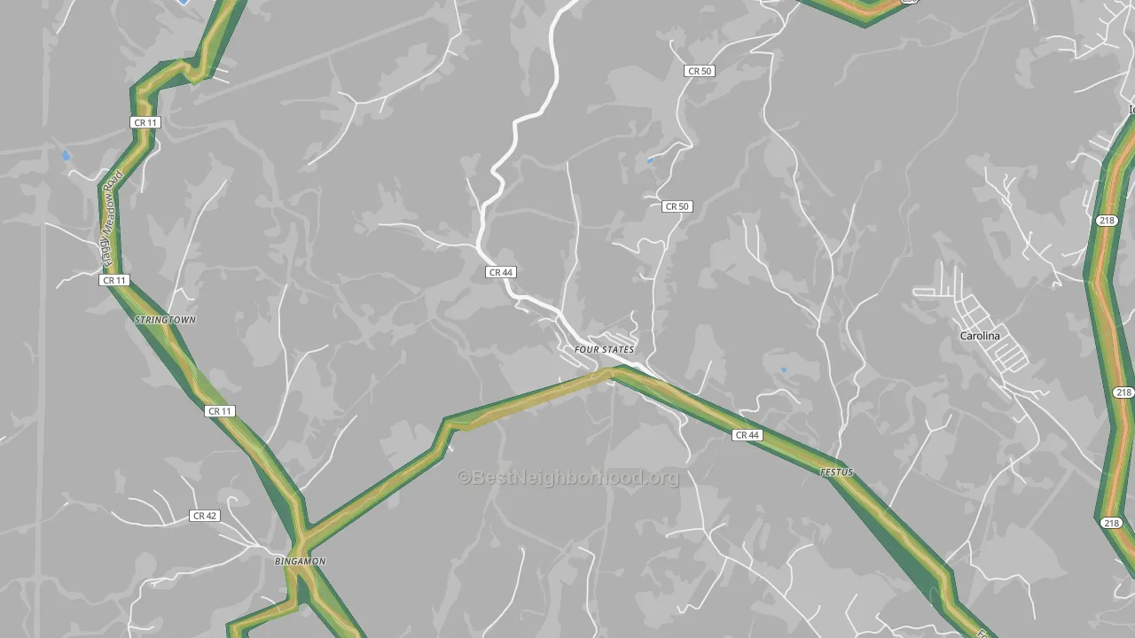 26572, WV Map of Noise Levels in 26572