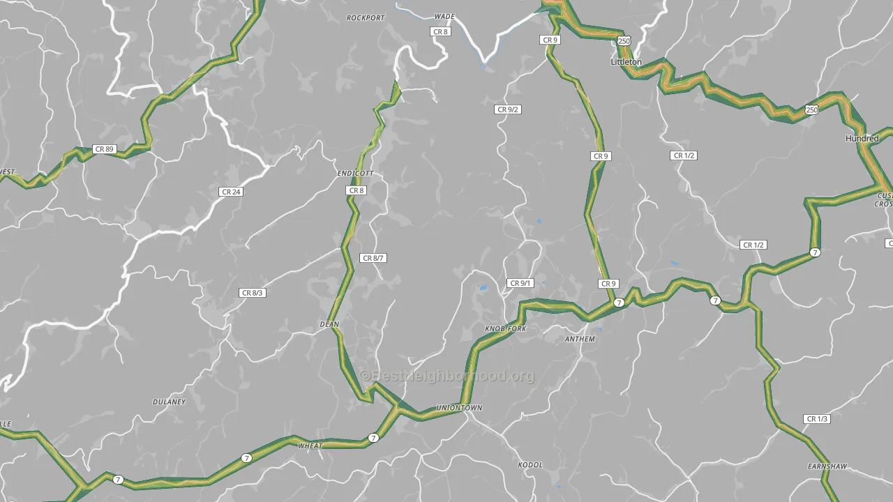 26581, WV Map of Noise Levels in 26581