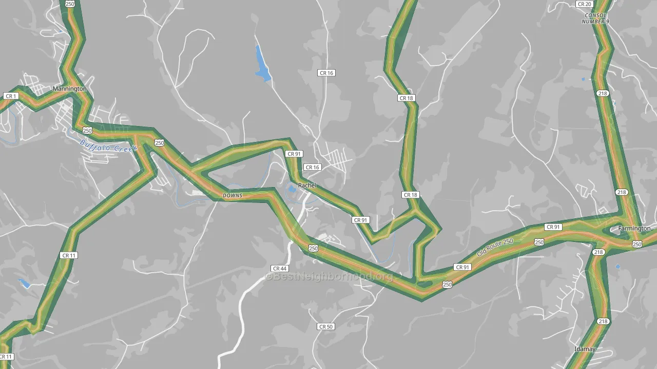 26587, WV Map of Noise Levels in 26587