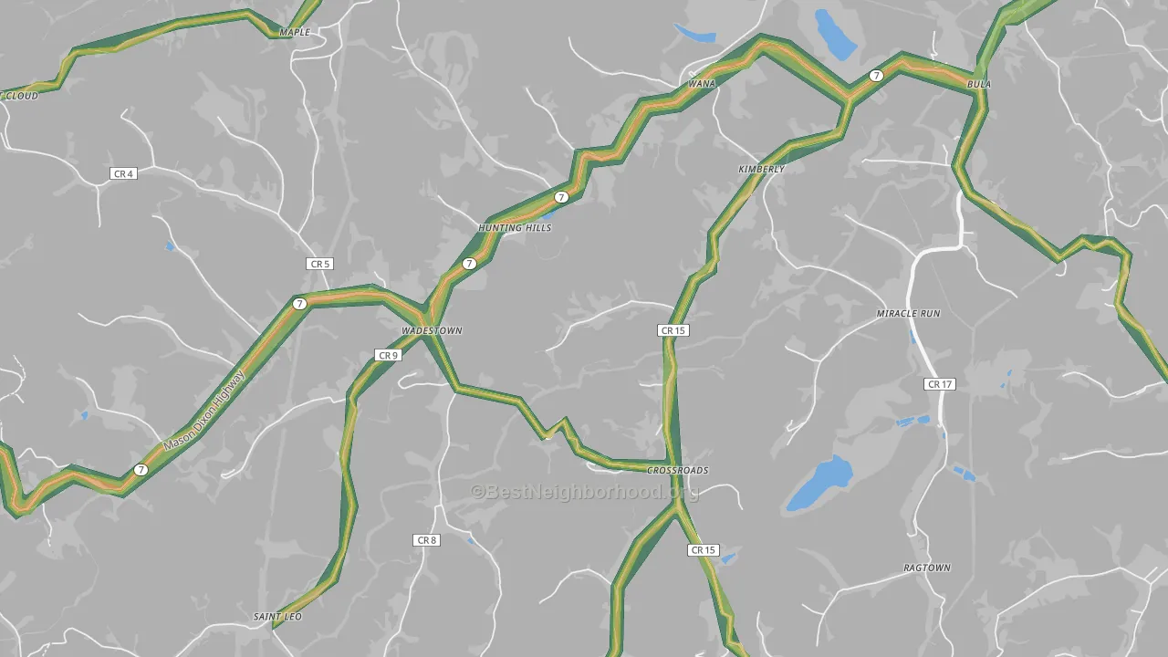 26590, WV Map of Noise Levels in 26590