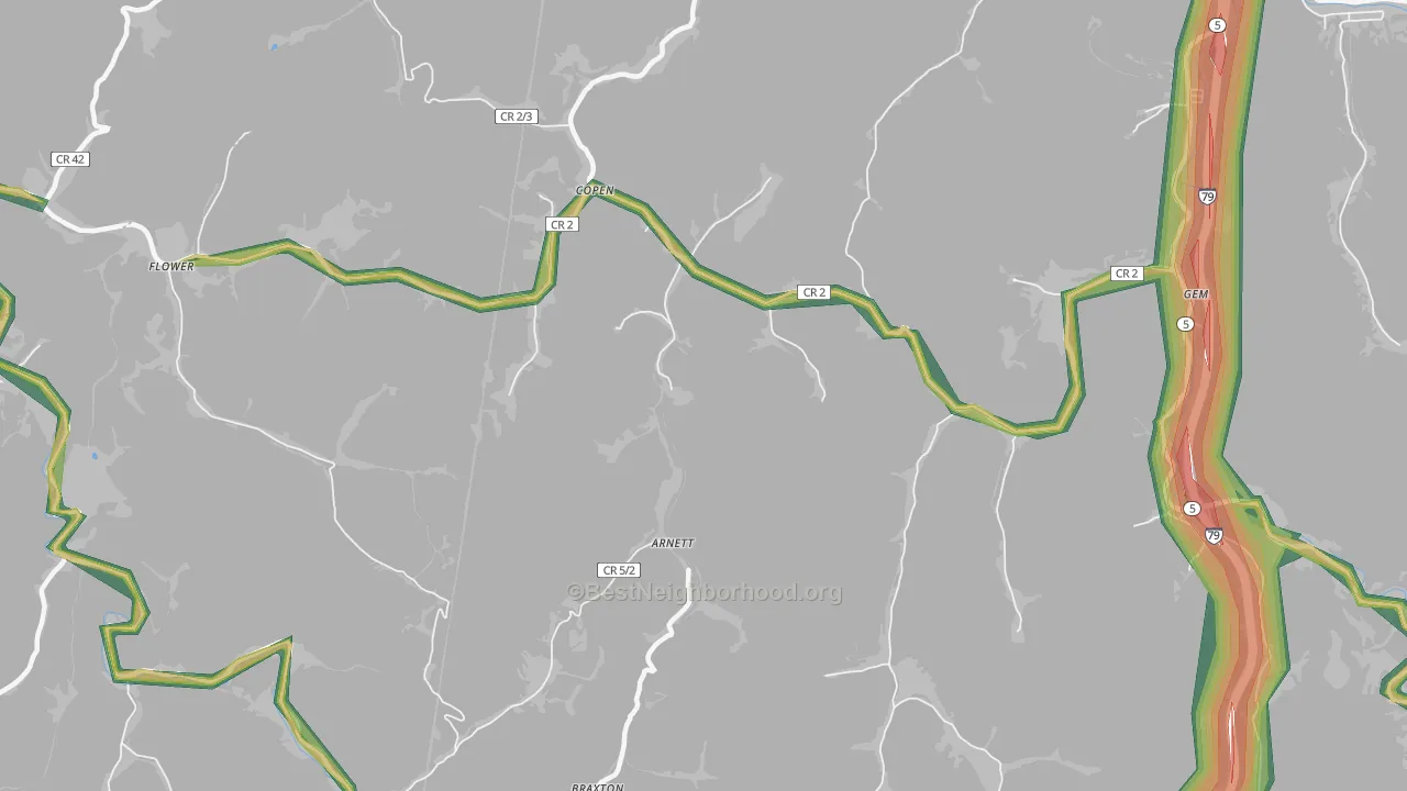 26615, WV Map of Noise Levels in 26615