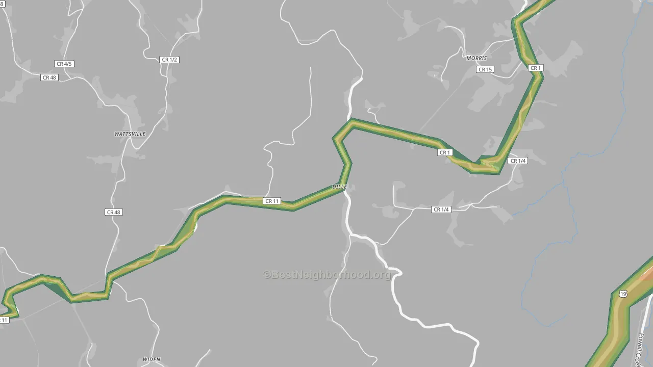 26617, WV Map of Noise Levels in 26617