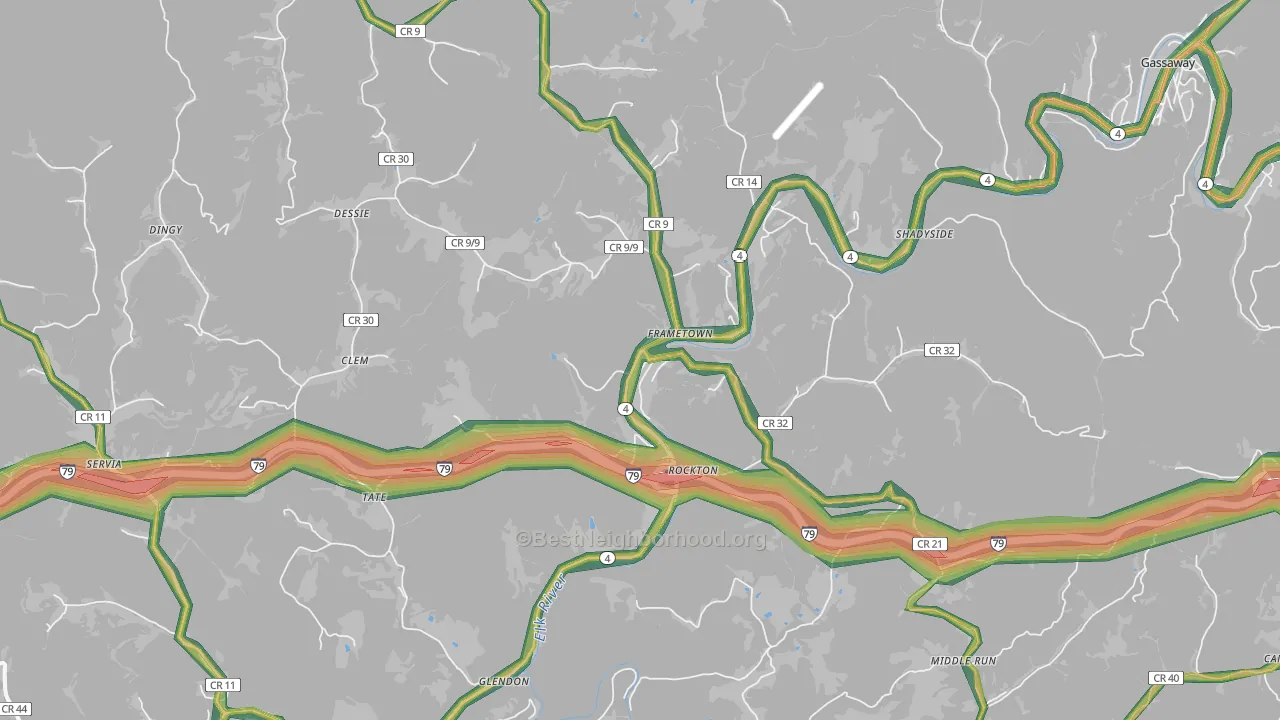 26623, WV Map of Noise Levels in 26623