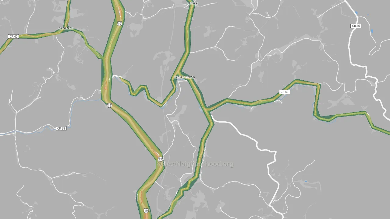 26629, WV Map of Noise Levels in 26629