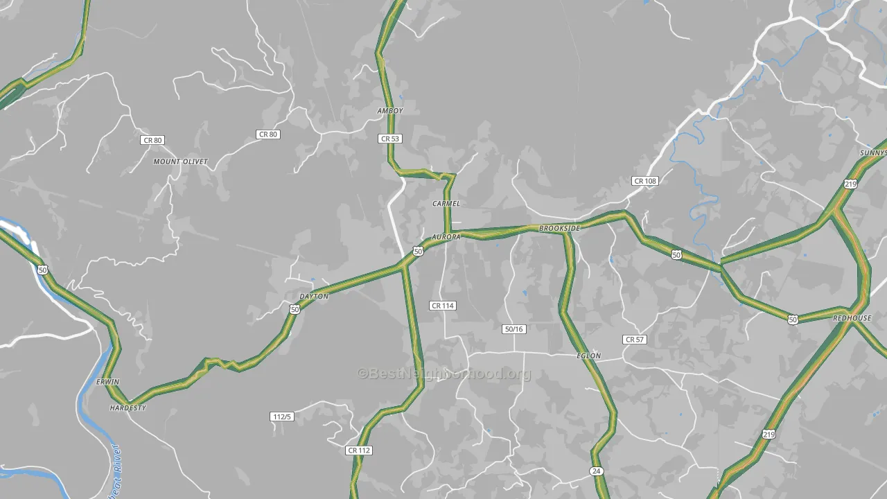 26705, WV Map of Noise Levels in 26705