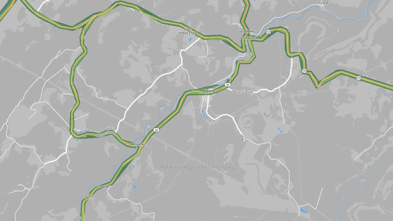 26707, WV Map of Noise Levels in 26707