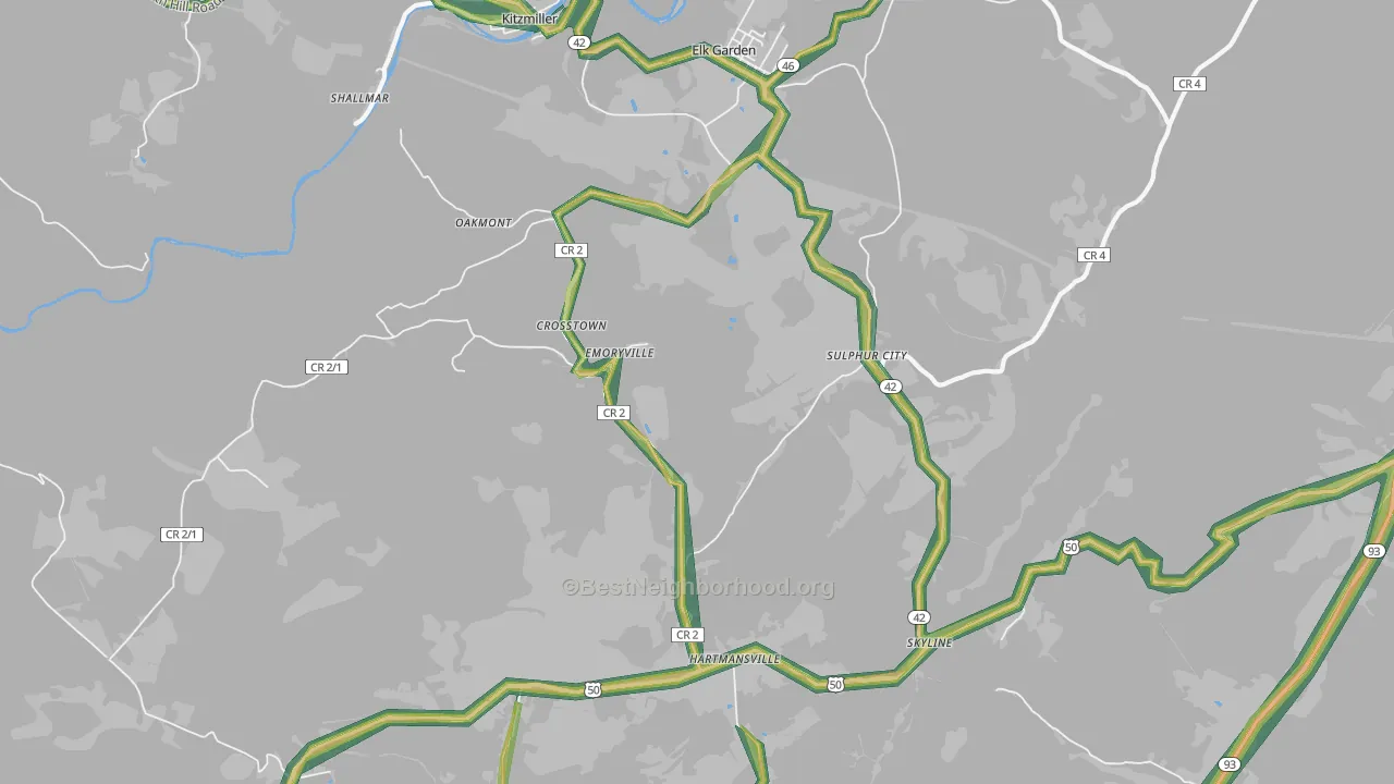 26717, WV Map of Noise Levels in 26717