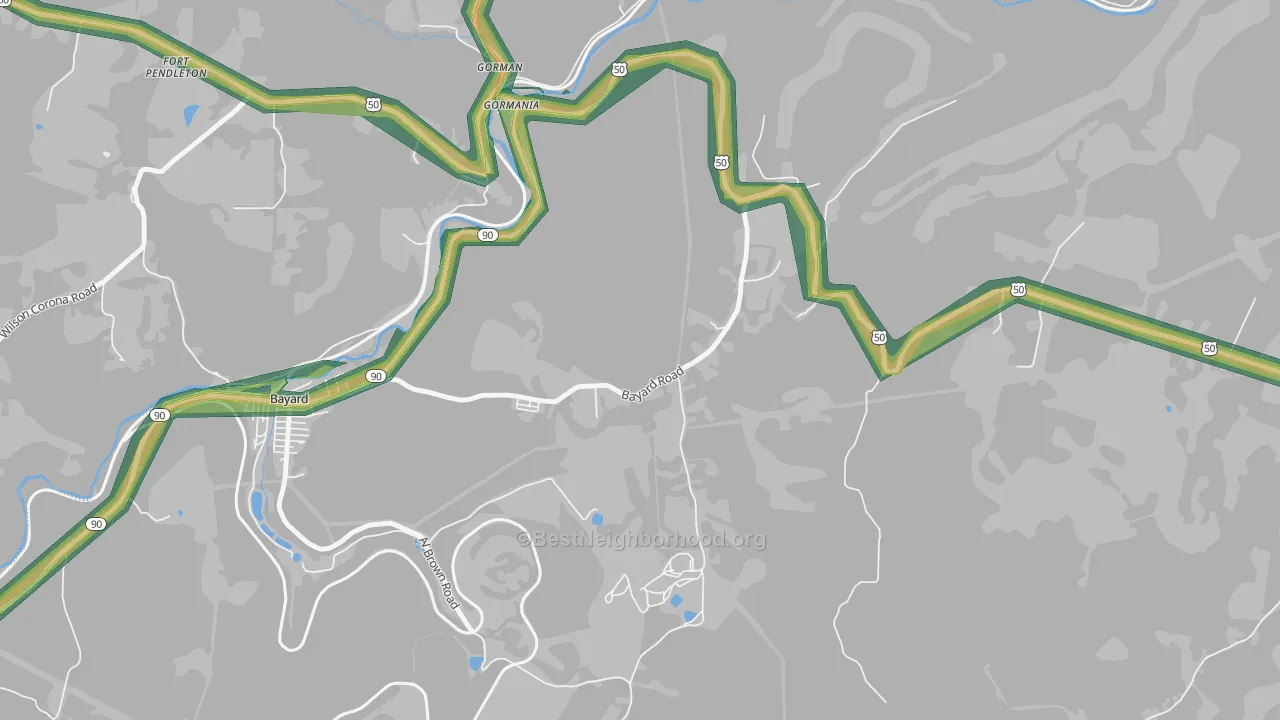 26720, WV Map of Noise Levels in 26720