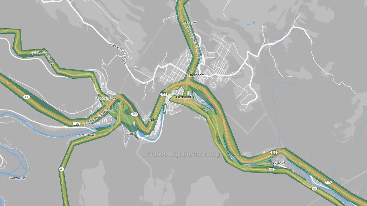 26750, WV Map of Noise Levels in 26750
