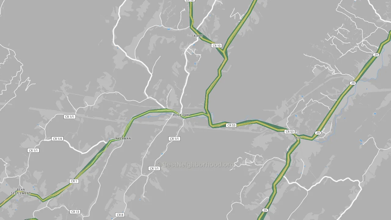 26755, WV Map of Noise Levels in 26755