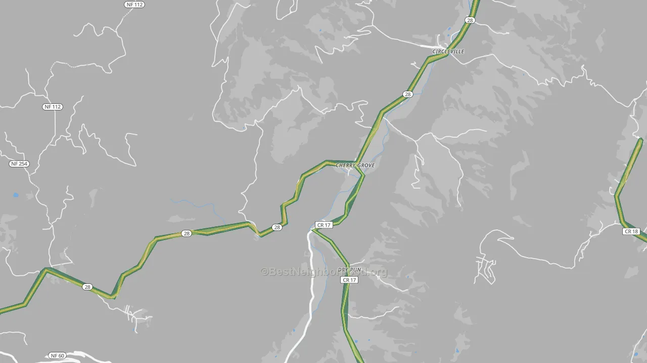 26804, WV Map of Noise Levels in 26804
