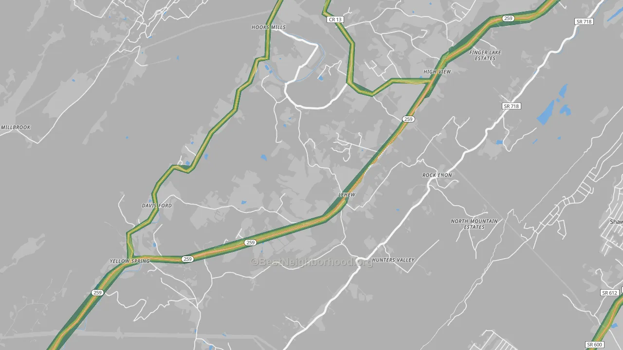 26808, WV Map of Noise Levels in 26808