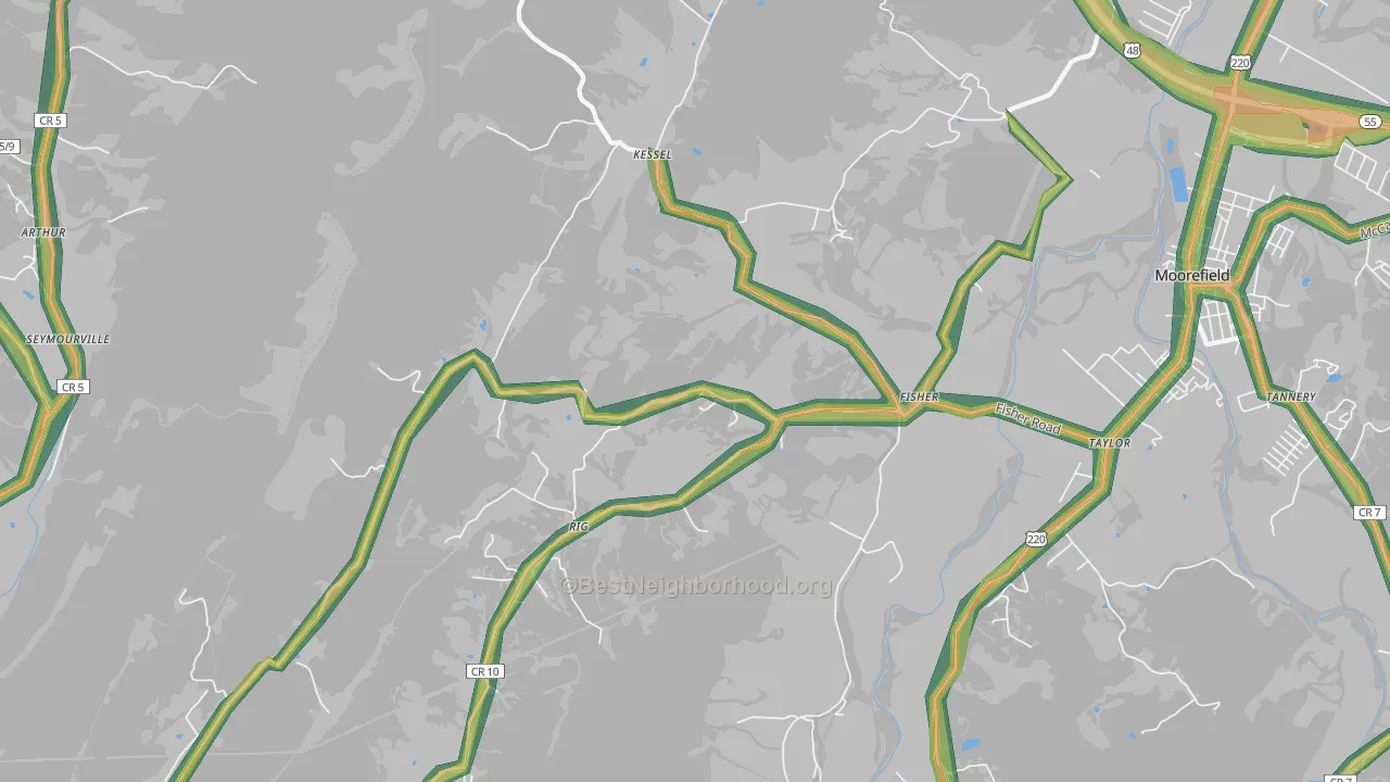 26818, WV Map of Noise Levels in 26818
