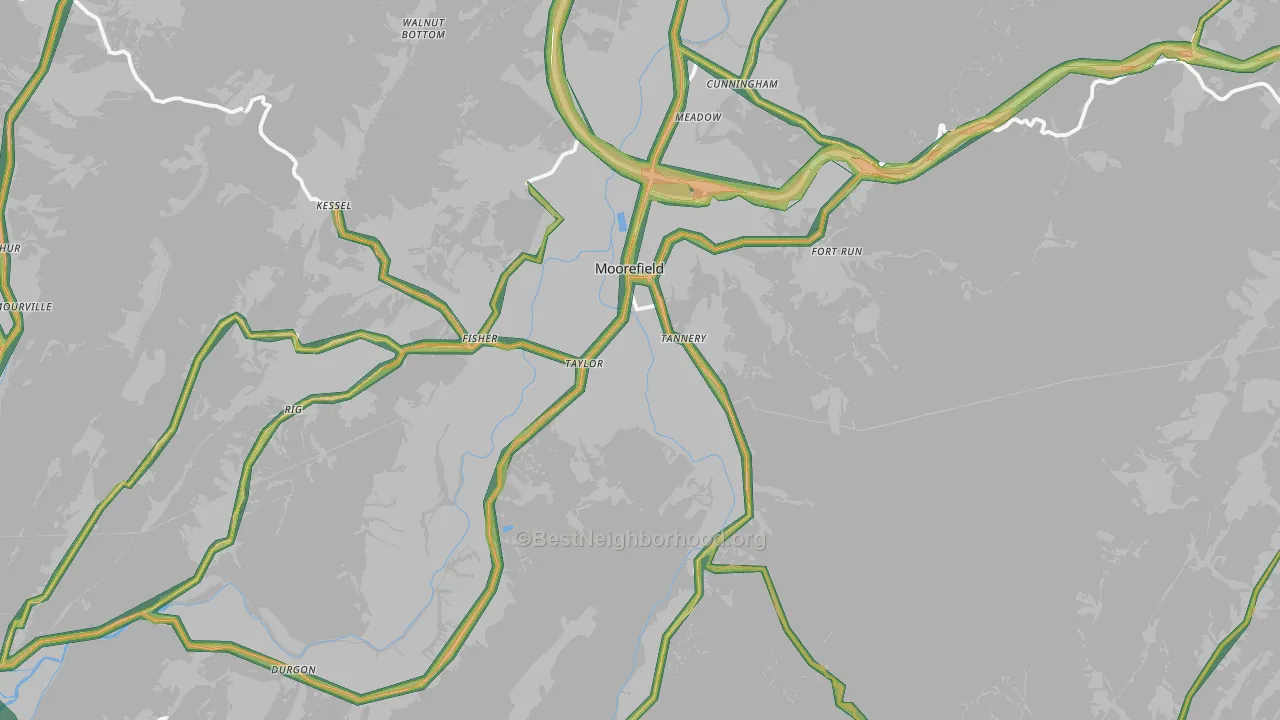26836, WV Map of Noise Levels in 26836