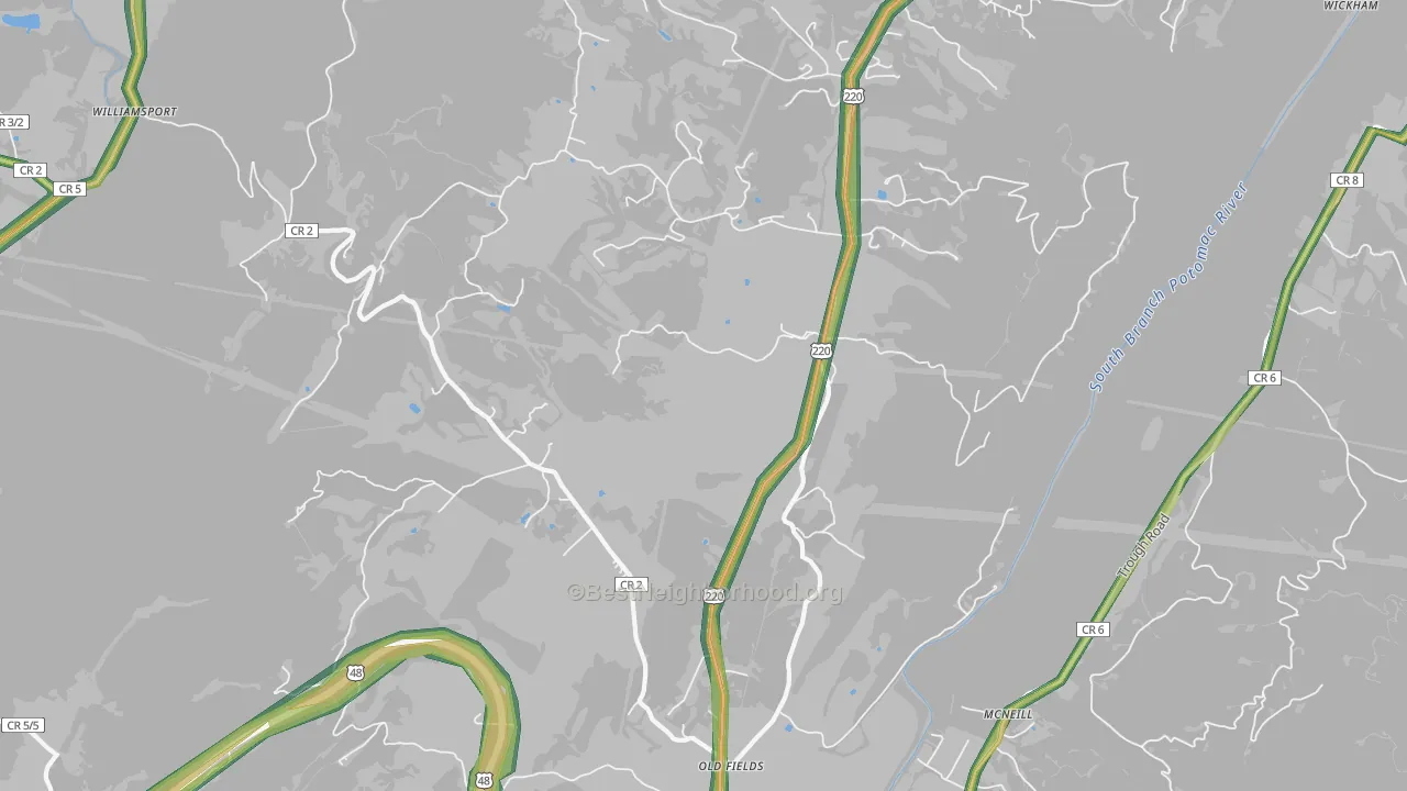 26845, WV Map of Noise Levels in 26845