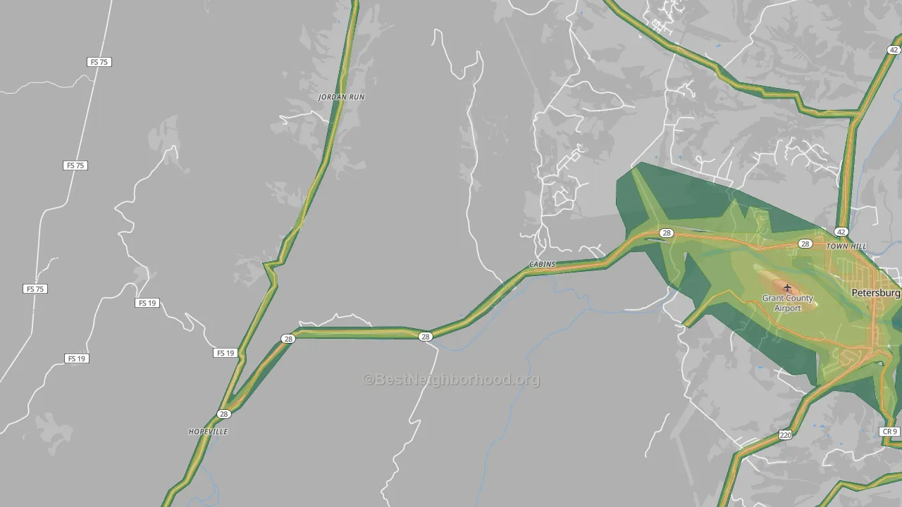26855, WV Map of Noise Levels in 26855