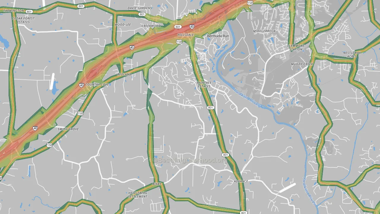 27006, NC Map of Noise Levels in 27006