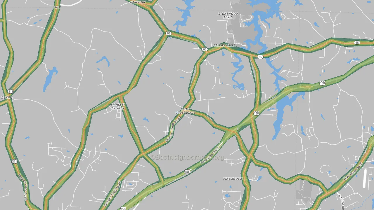 27009, NC Map of Noise Levels in 27009